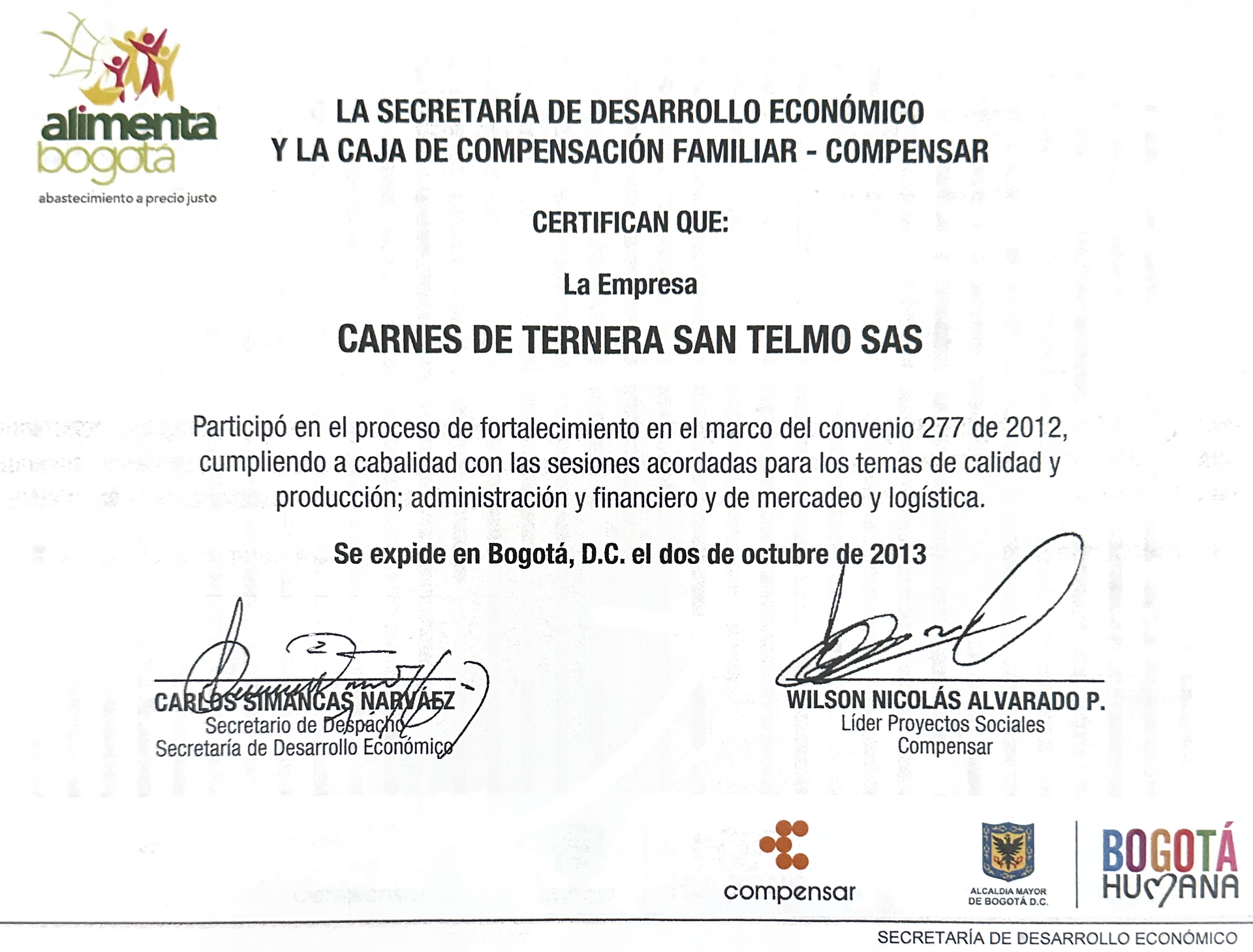 certificado compensar